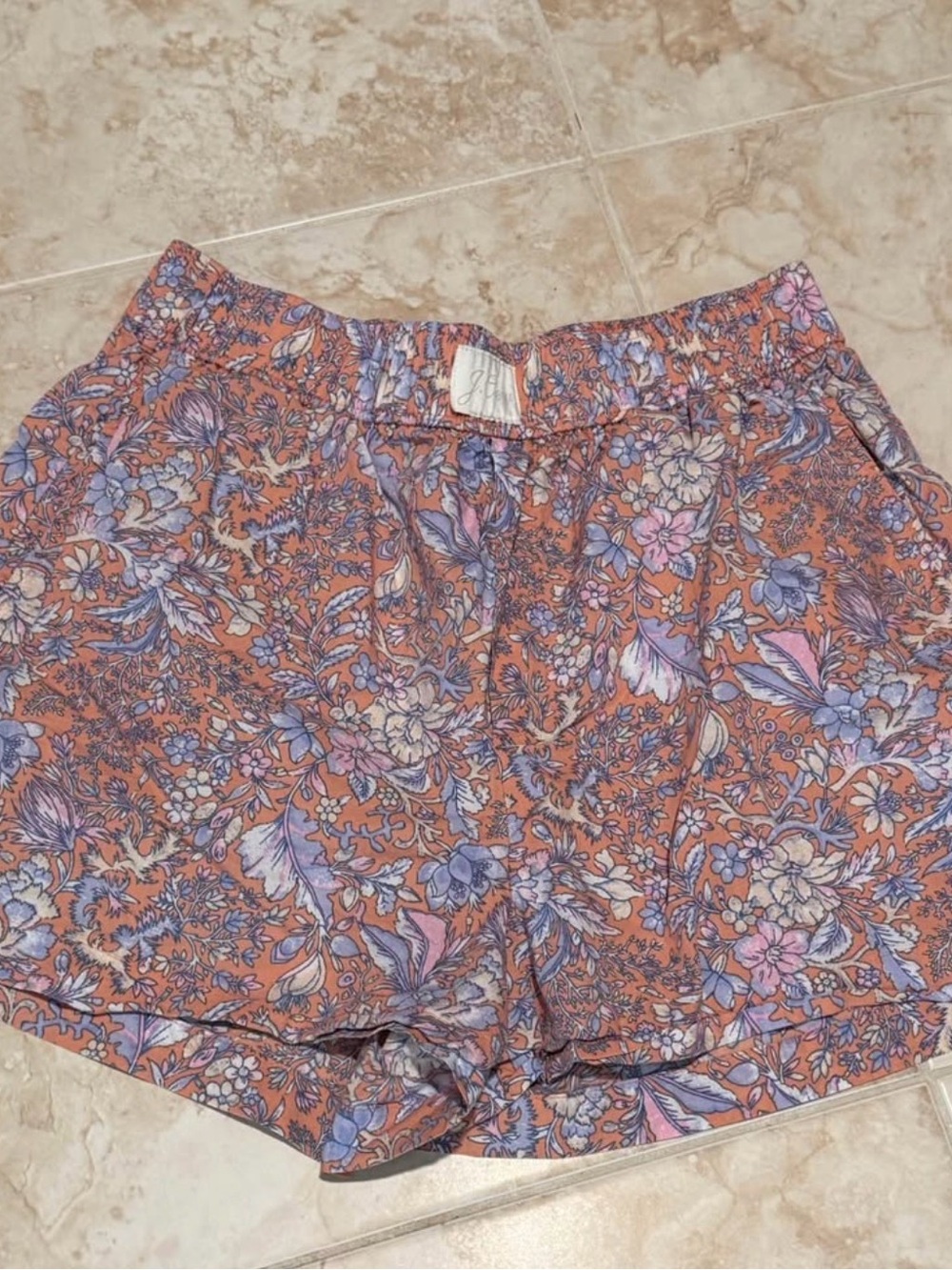J. crew Floral Print Women's Cotton Boxer Shorts — Rust Multi size small